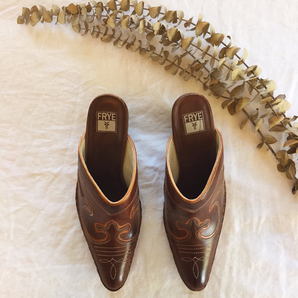 Frye Phoenix Western Embroidered Mules